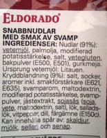 Eldorado Snabbnudlar Med Smak Av Svamp Ingredients