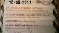 Issa Eko Mellanmjlk (1,5% Fett) Ingredients
