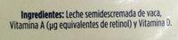 Leche Semidescremada LALA Ingredients