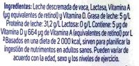 Leche Lala Deslactosada Light Ingredients