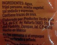 Frijol Refrito Peruano Ingredients