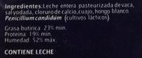 Queso Camembert Madurado Con Hongo Blanco Comestible Ingredients