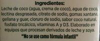 Alimento Lquido De Coco Ingredients