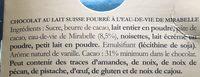 Chocolat Suisse : Tablette De Chocolat Au Lait Fourre Mirabelle Liquide Ingredients