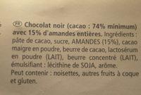 Chocolat Noir Aux Amandes Ingredients