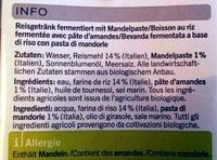 Boisson Au Riz, Amandes Ingredients