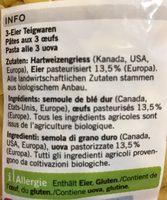Bio Hrnli Teigwaren, Eierteigwaren Ingredients