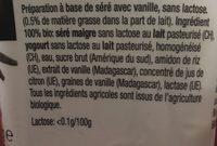 Fromage Blanc Vanille Sans Lactose Ingredients