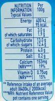 Munch Bunch Wholemilk Yogurts Nutrition Label