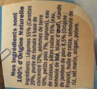 Legumes Ptes Jambon Ingredients