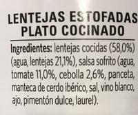 Llenties De L'via Litoral Ingredients