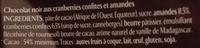 Chocolat Noir Cranberries Amandes Ingredients