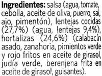 Lentejas Con Verduras Ingredients