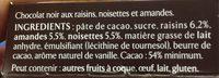 Chocolat Noir Raisins, Amandes Et Noisettes Ingredients