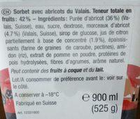 Sorbet Abricot Du Valais Ingredients