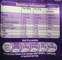 Cadbury Dairy Milk Giant Buttons Nutrition Label