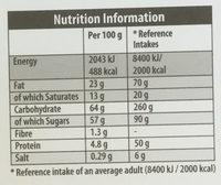 Cadbury Heroes Chocolate Tub, 660 G Nutrition Label