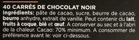 Chocolat Noir (70% De Cacao) Ingredients