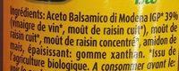 Crme Gastronomique Bio Au Vinaigre Balsamique De Modne IGP Ingredients