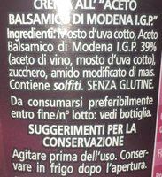 Crema All' Aceto Balsamico Di Modena IGP Ingredients