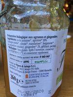 Fioridifrutta Agrume Gingebre Ingredients