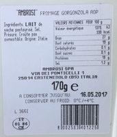 Gorgonzola DOP Ingredients