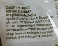 Bio Gallette Sorgo E Canapa Ingredients