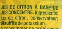 Jus De Citron  Base De Concentr Ingredients