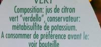 Jus De Citron Vert Ingredients