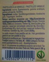 Pastilles Desalterantes Vanille Ingredients