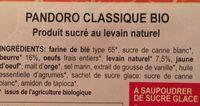 Pandoro Classique Bio Ingredients