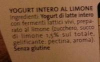 Yogurt Al Limone Ingredients