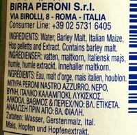 Peroni Nastro Azzurro Ingredients