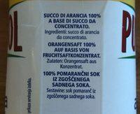 100 % Succo Arancia Ingredients