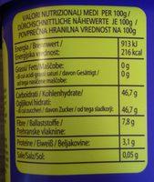 Prugne Denocciolate Nutrition Label