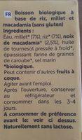 Boisson Vgtal Macadamia Riz Millet Ingredients