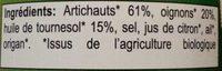 Tartinable D'Artichauts Ingredients