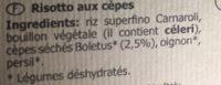 Risotto Bio Aux Cepes Ingredients