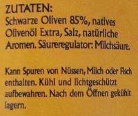 Schwarze Olivencreme Ingredients
