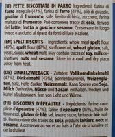 Fette Biscottate Con Farina Integrale Di Farro Ingredients