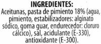 Aceitunas Verdes Rellenas De Pimiento "Carbonell" Ingredients