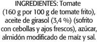 Tomate Frito "Orlando" Ingredients