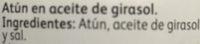Atun En Aceite De Girasol Calvo Ingredients