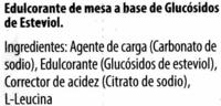 Edulcorante En Comprimidos A Base De Estevia Ingredients