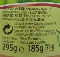 Pois Chiches Ingredients