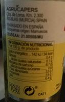 Alcaparras "Delicias" Nutrition Label