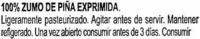Zumo De Pia Exprimido Refrigerado Ingredients