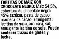 Tortitas De Maz Con Chocolate Negro - Pack De 4 Ingredients