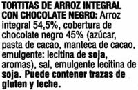 Tortitas De Arroz Con Chocolate Negro - Pack De 4 Ingredients
