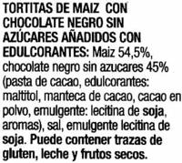 Tortitas De Maz Con Chocolate Negro Sin Azcares Aadidos - Pack De 4 Ingredients